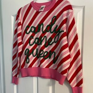 QUEEN OF SPARKLES Red and Pink Crew Neck Sweater